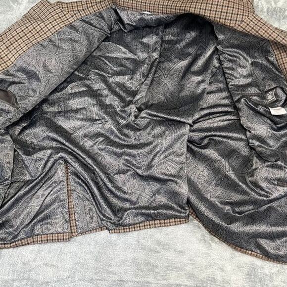 Men's Brown Plaid Oak Hill Sport Coat Blazer Size 4XL 58R/60R excellent - Picture 7 of 12